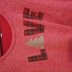 LA Threads Red Love Graphic Long Sleeve Top Large